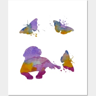 Newfoundland Dog Art, Dogs With Butterflies Posters and Art